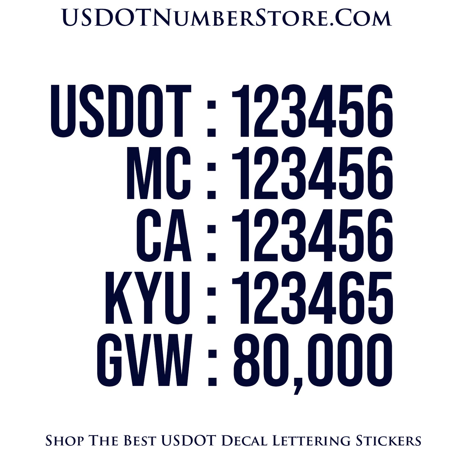 5 Lines of USDOT Number Sticker Decal Lettering | Set of 2
