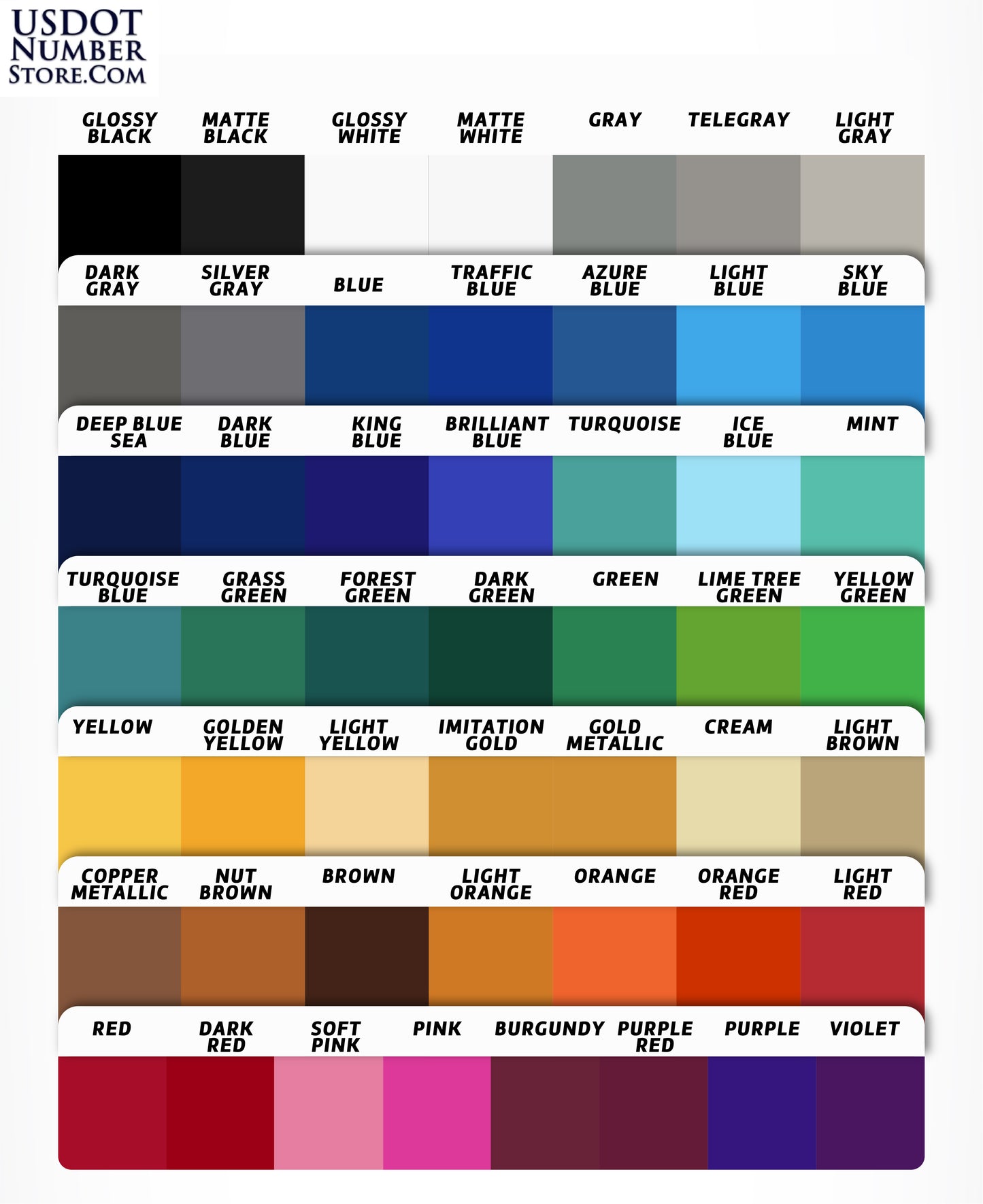 Arched Transport Trucking Name with USDOT, MC, & KYU Number Decal Sticker Lettering | Set of 2
