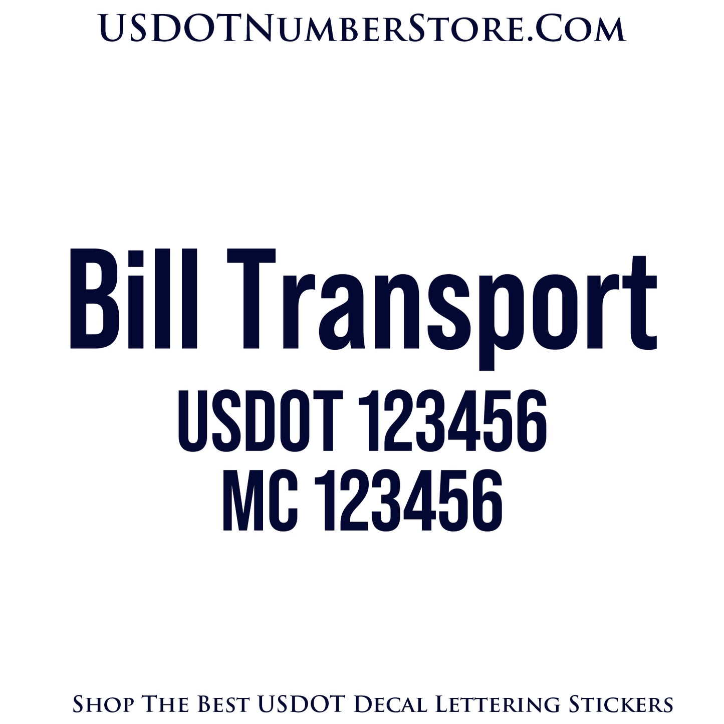 Transport Trucking Name with USDOT & MC Number Decal Sticker Lettering | Set of 2