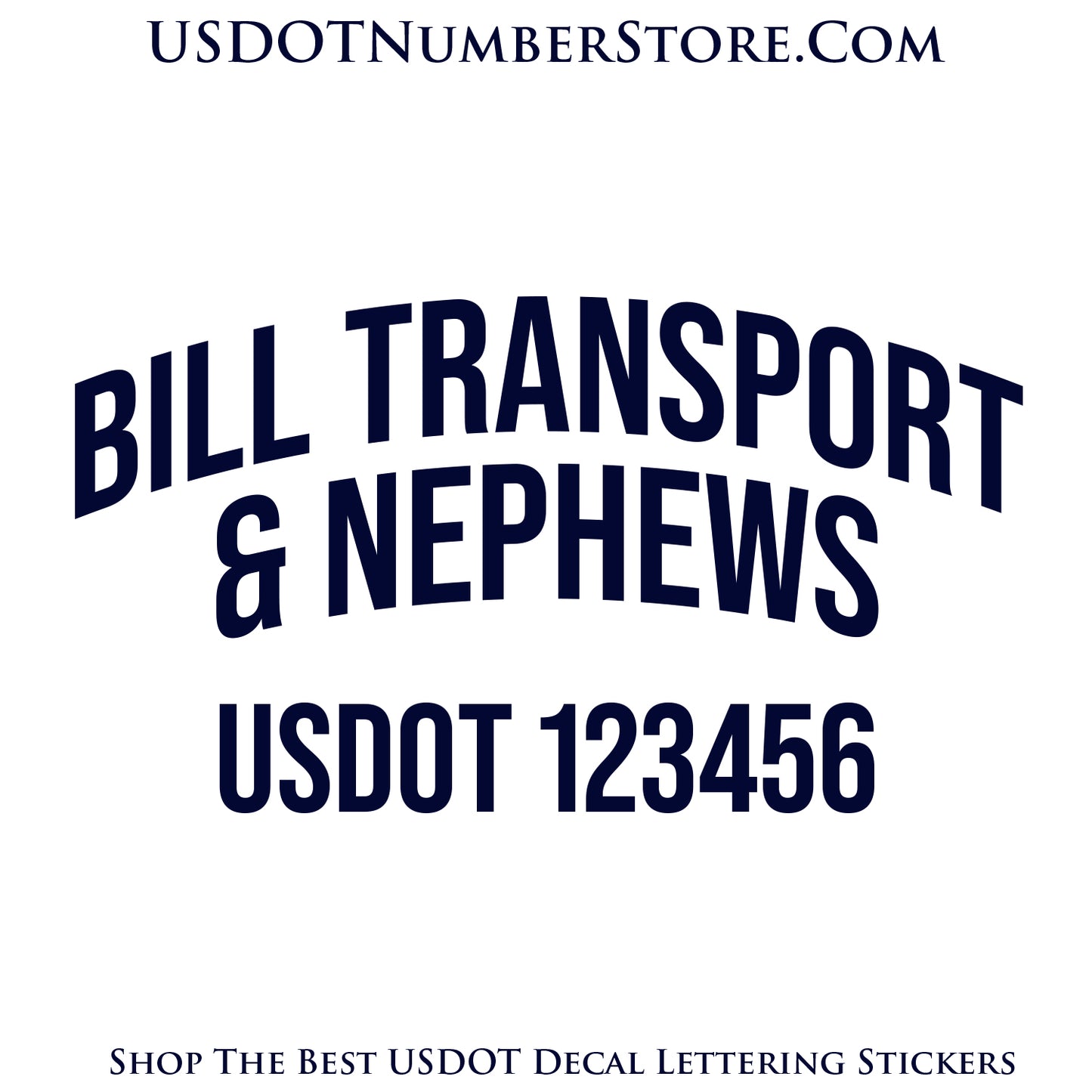 Arched Transport Trucking Name with City & USDOT Number Decal Sticker Lettering | Set of 2