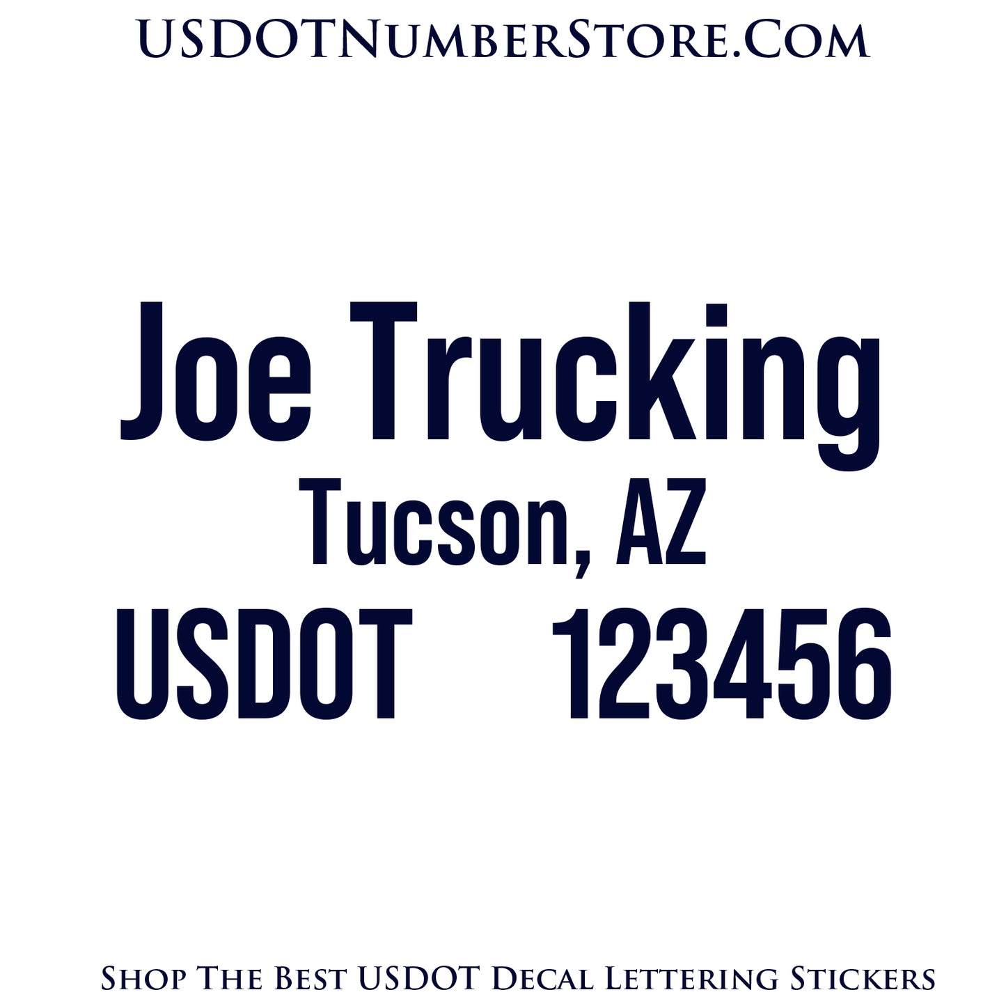 Transport Trucking Name with City & USDOT Number Decal Sticker Lettering | Set of 2