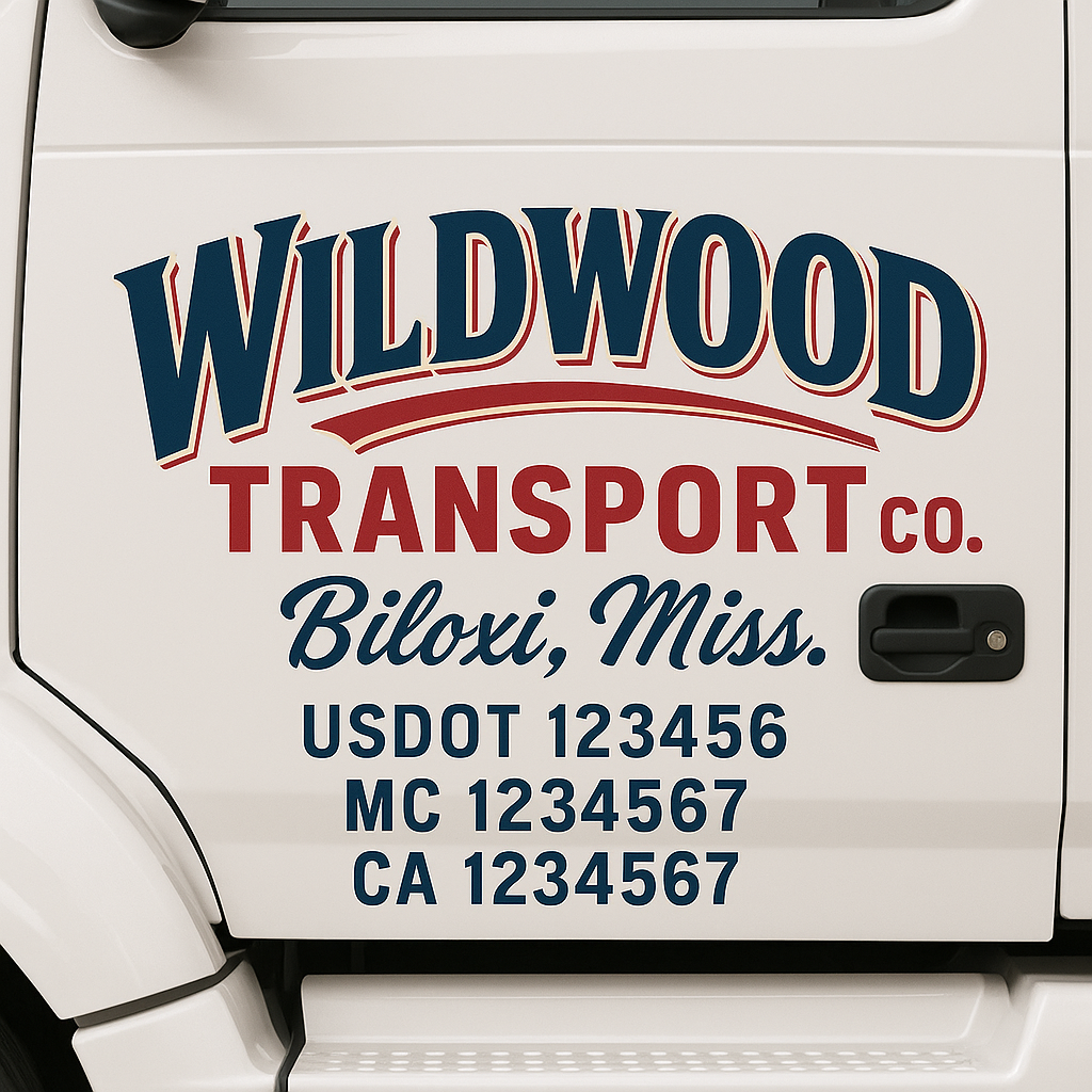 Custom Truck Door Decal Sticker Signs | Trucking or Business Name with City, USDOT, MC, CA Lettering Truck Signs