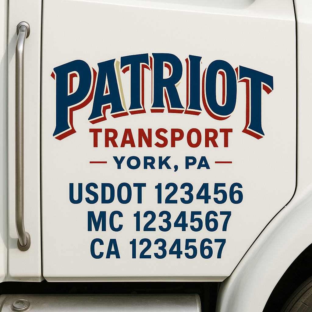 Custom Truck Door Decal Sticker Signs | Trucking or Business Name with City, USDOT, MC, CA Lettering Truck Signs