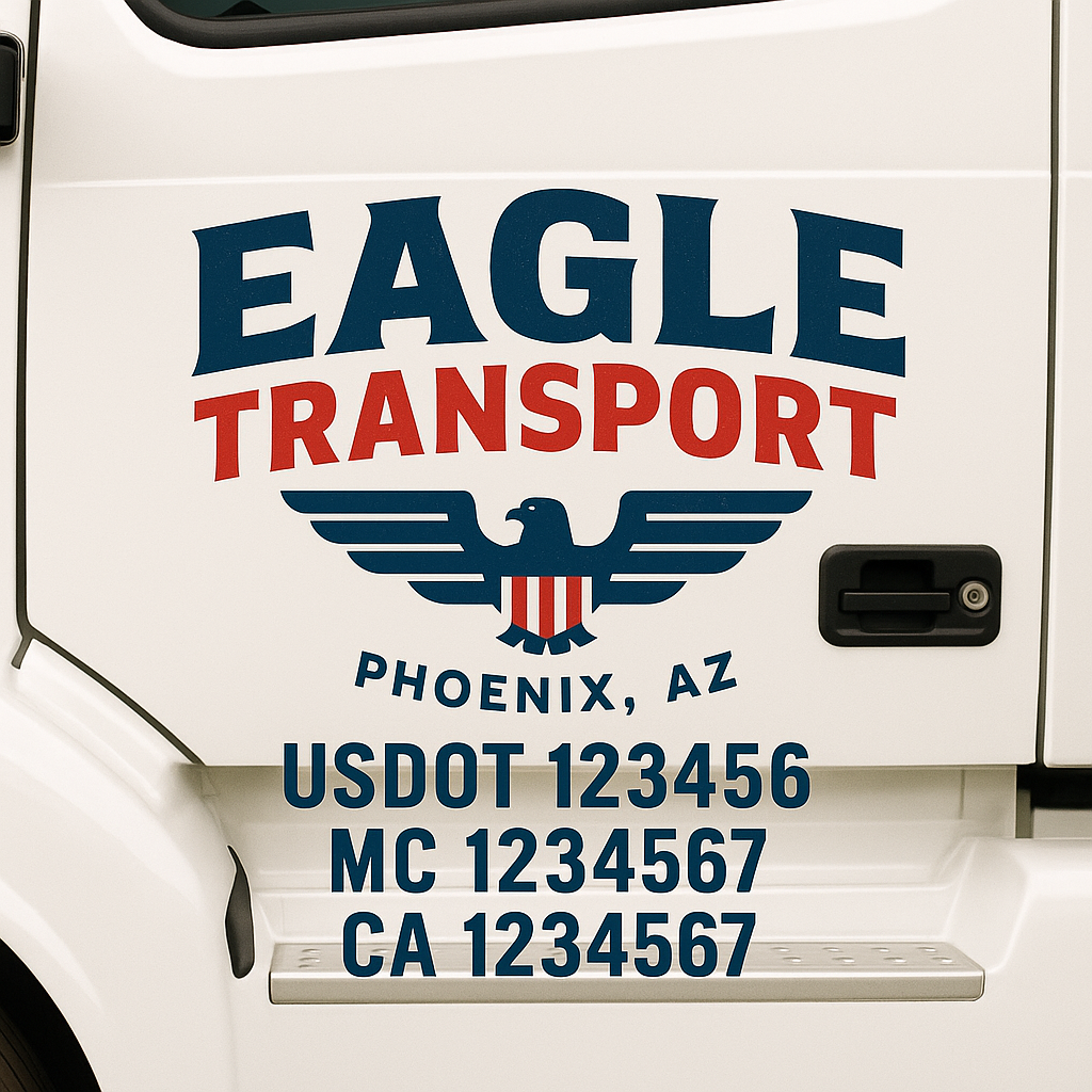 Custom Truck Door Decal Sticker Signs | Trucking or Business Name with City, USDOT, MC, CA Lettering Truck Signs