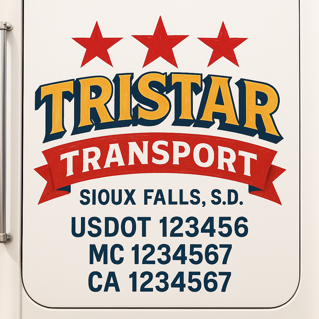 Custom Truck Door Decal Sticker Signs | Trucking or Business Name with City, USDOT, MC, CA Lettering Truck Signs