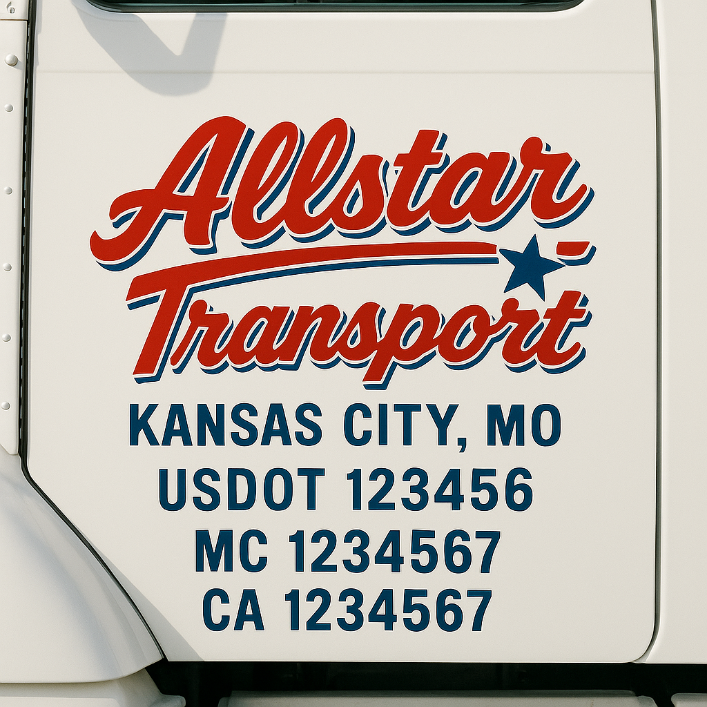 Custom Truck Door Decal Sticker Signs | Trucking or Business Name with City, USDOT, MC, CA Lettering Truck Signs