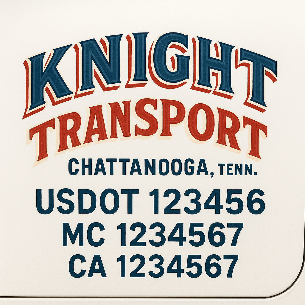 Custom Truck Door Decal Sticker Signs | Trucking or Business Name with City, USDOT, MC, CA Lettering Truck Signs