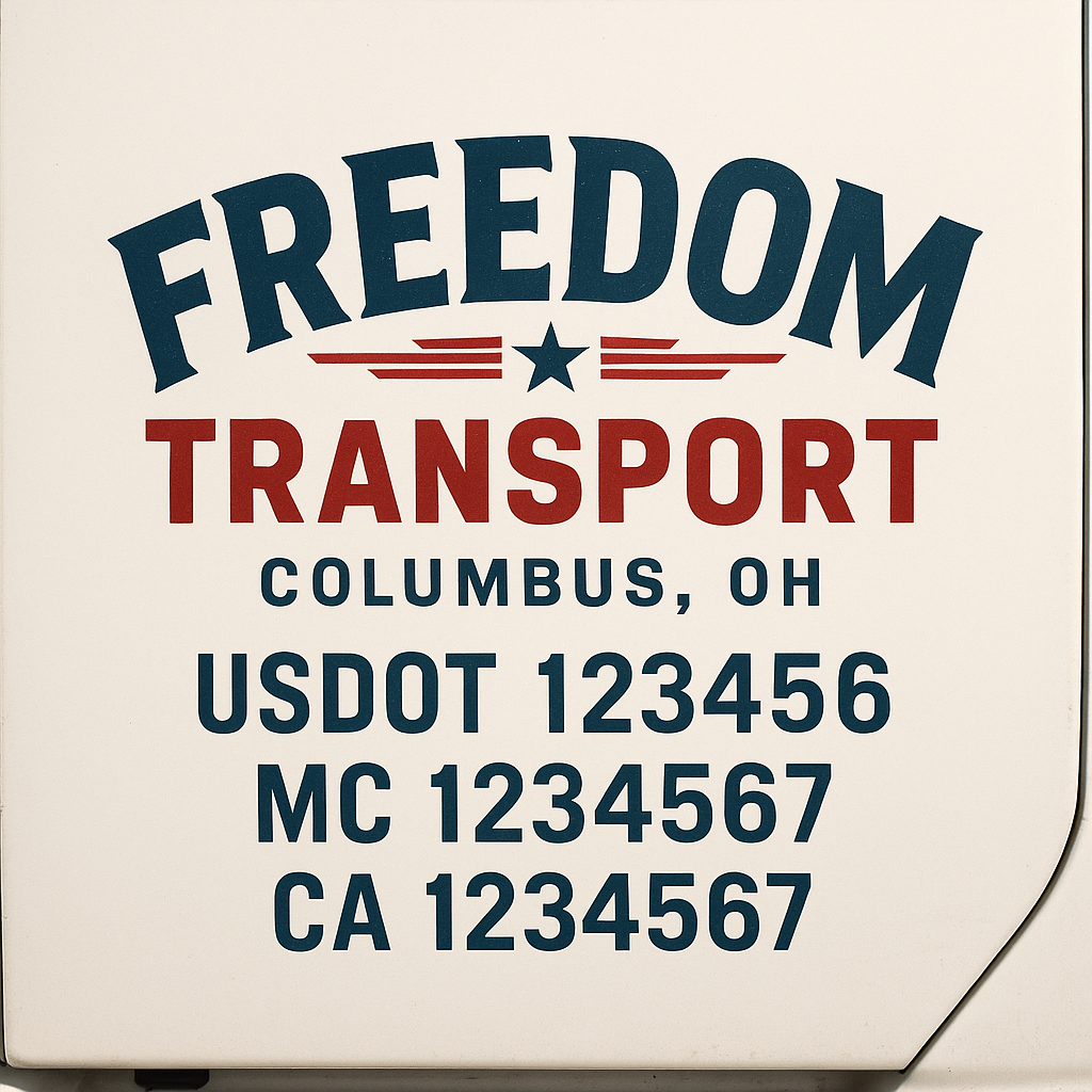 Custom Truck Door Decal Sticker Signs | Trucking or Business Name with City, USDOT, MC, CA Lettering Truck Signs