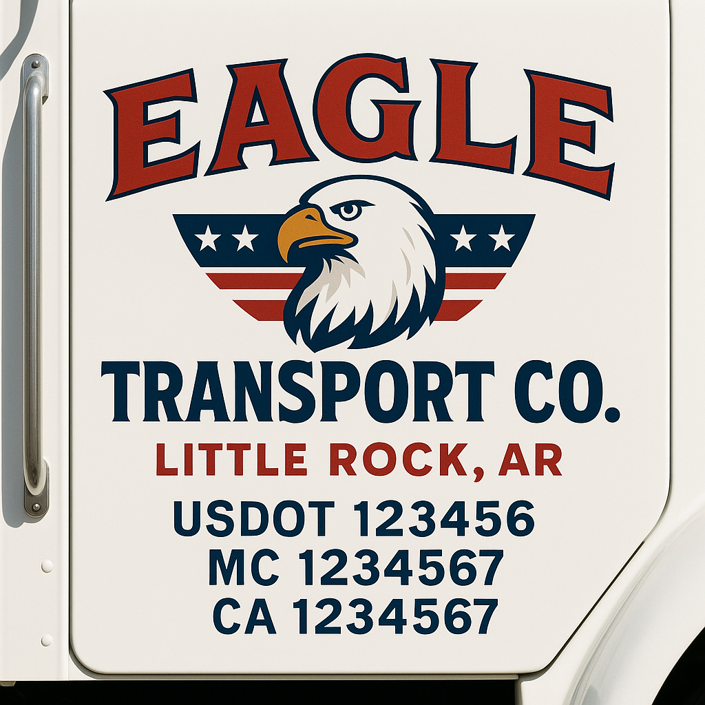 Custom Truck Door Decal Sticker Signs | Trucking or Business Name with City, USDOT, MC, CA Lettering Truck Signs