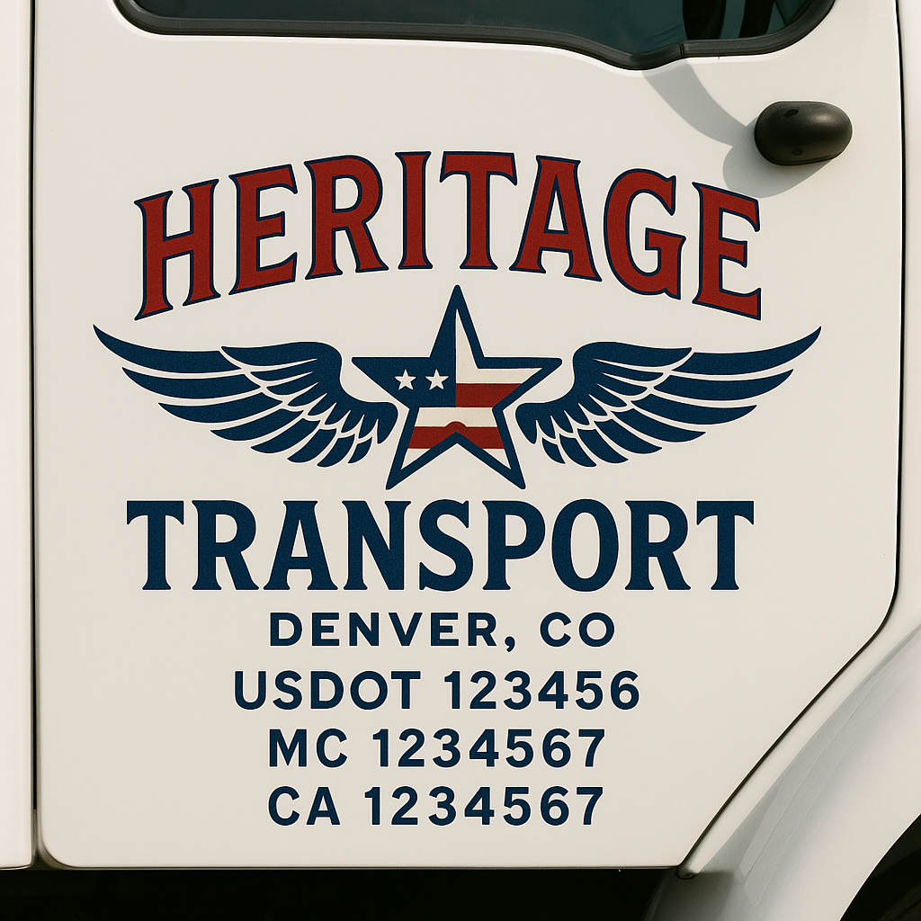 Custom Truck Door Decal Sticker Signs | Trucking or Business Name with City, USDOT, MC, CA Lettering Truck Signs