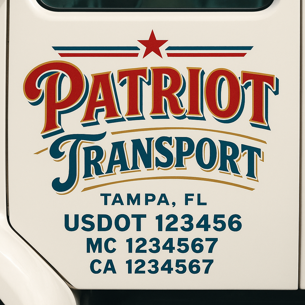 Custom Truck Door Decal Sticker Signs | Trucking or Business Name with City, USDOT, MC, CA Lettering Truck Signs