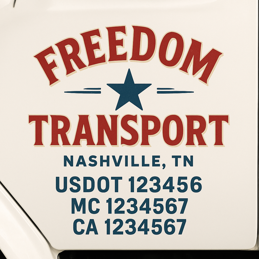 Custom Truck Door Decal Sticker Signs | Trucking or Business Name with City, USDOT, MC, CA Lettering Truck Signs
