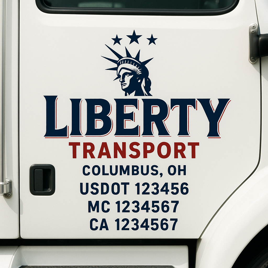 Custom Truck Door Decal Sticker Signs | Trucking or Business Name with City, USDOT, MC, CA Lettering Truck Signs
