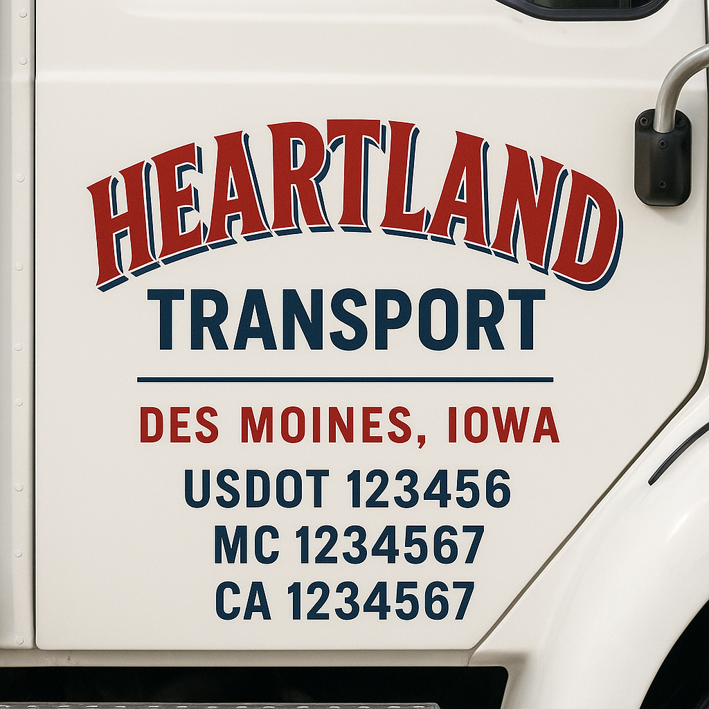 Custom Truck Door Decal Sticker Signs | Trucking or Business Name with City, USDOT, MC, CA Lettering Truck Signs