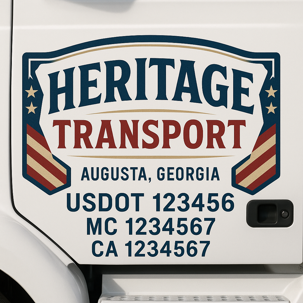 Custom Truck Door Decal Sticker Signs | Trucking or Business Name with City, USDOT, MC, CA Lettering Truck Signs