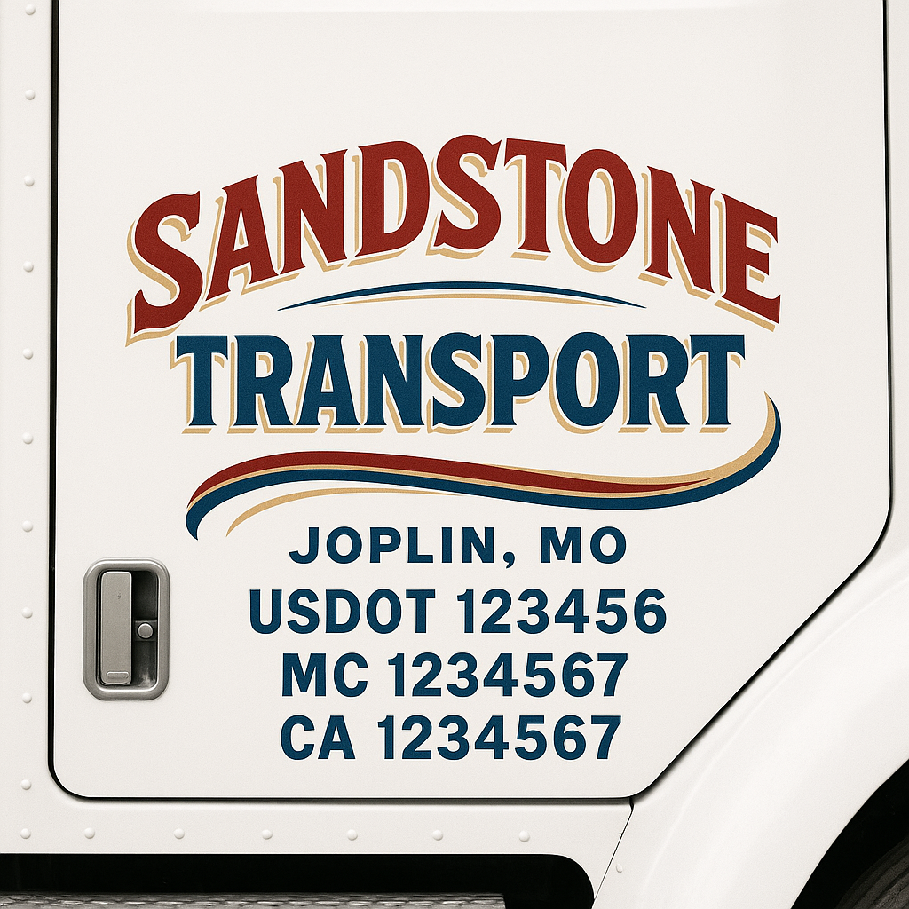 Custom Truck Door Decal Sticker Signs | Trucking or Business Name with City, USDOT, MC, CA Lettering Truck Signs
