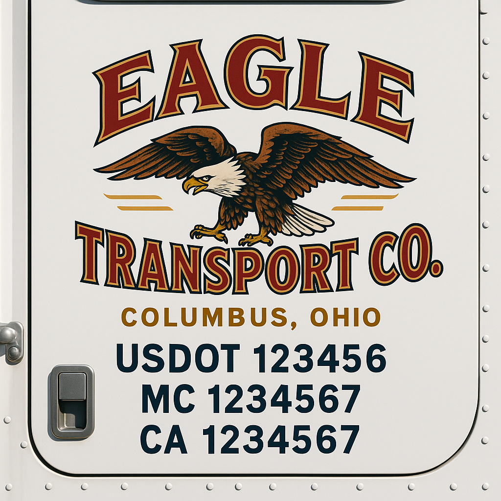 Custom Truck Door Decal Sticker Signs | Trucking or Business Name with City, USDOT, MC, CA Lettering Truck Signs