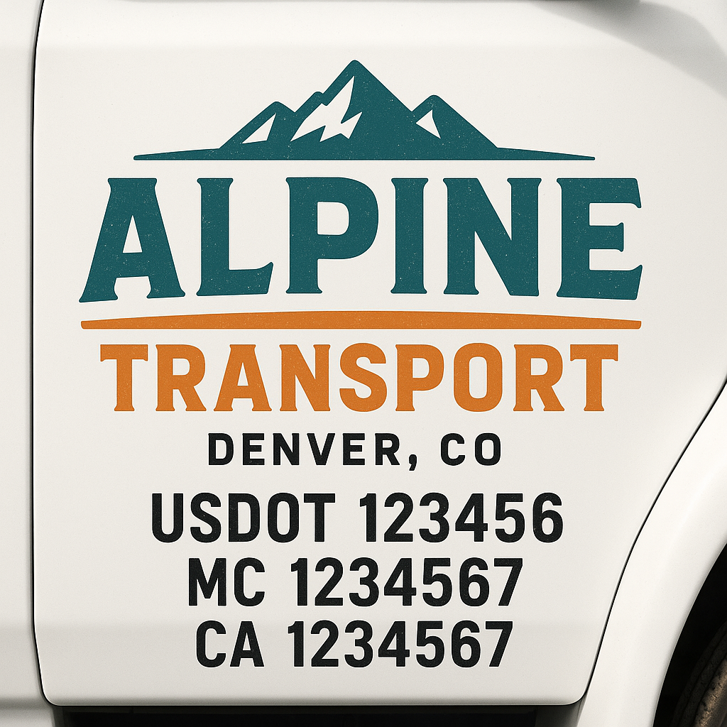 Custom Truck Door Decal Sticker Signs | Trucking or Business Name with City, USDOT, MC, CA Lettering Truck Signs