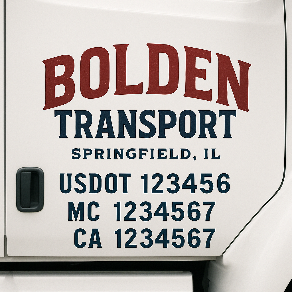 Custom Truck Door Decal Sticker Signs | Trucking or Business Name with City, USDOT, MC, CA Lettering Truck Signs