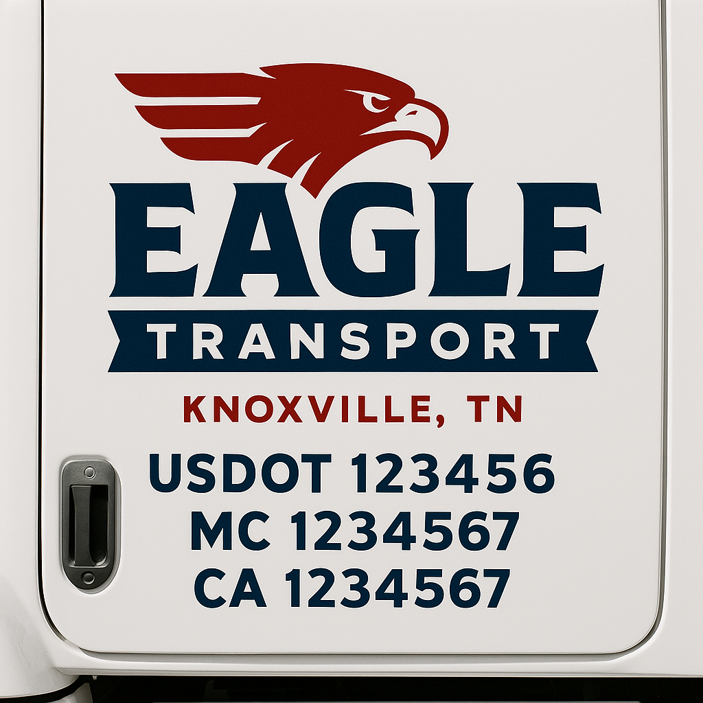 Custom Truck Door Decal Sticker Signs | Trucking or Business Name with City, USDOT, MC, CA Lettering Truck Signs