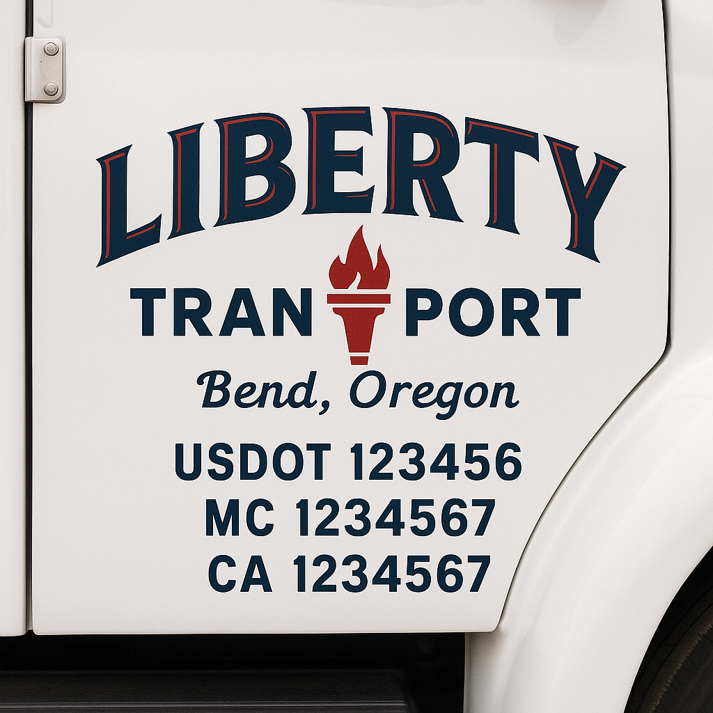 Custom Truck Door Decal Sticker Signs | Trucking or Business Name with City, USDOT, MC, CA Lettering Truck Signs