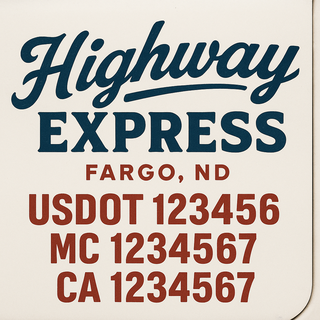 Custom Truck Door Decal Sticker Signs | Trucking or Business Name with City, USDOT, MC, CA Lettering Truck Signs