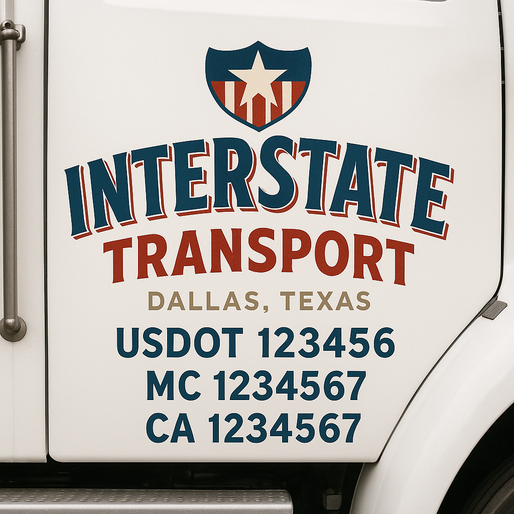 Custom Truck Door Decal Sticker Signs | Trucking or Business Name with City, USDOT, MC, CA Lettering Truck Signs