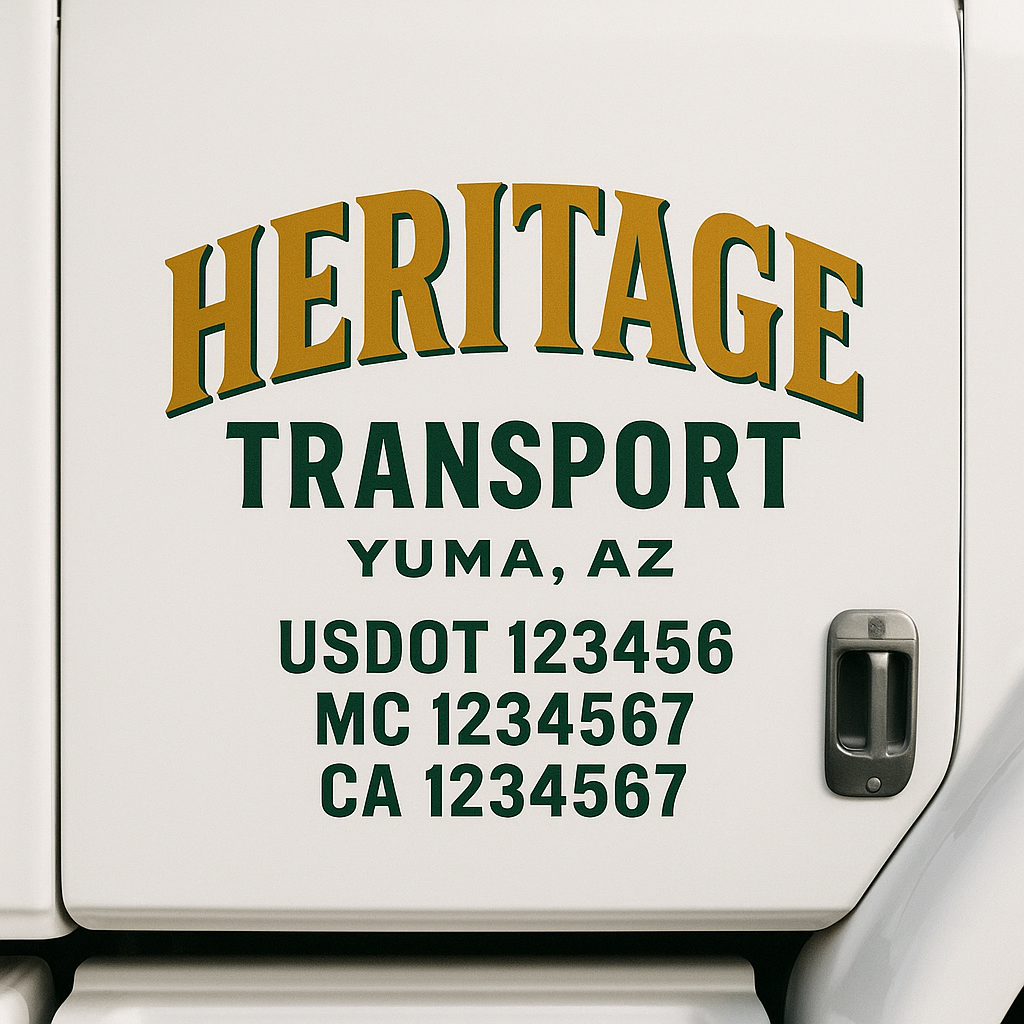 Custom Truck Door Decal Sticker Signs | Trucking or Business Name with City, USDOT, MC, CA Lettering Truck Signs