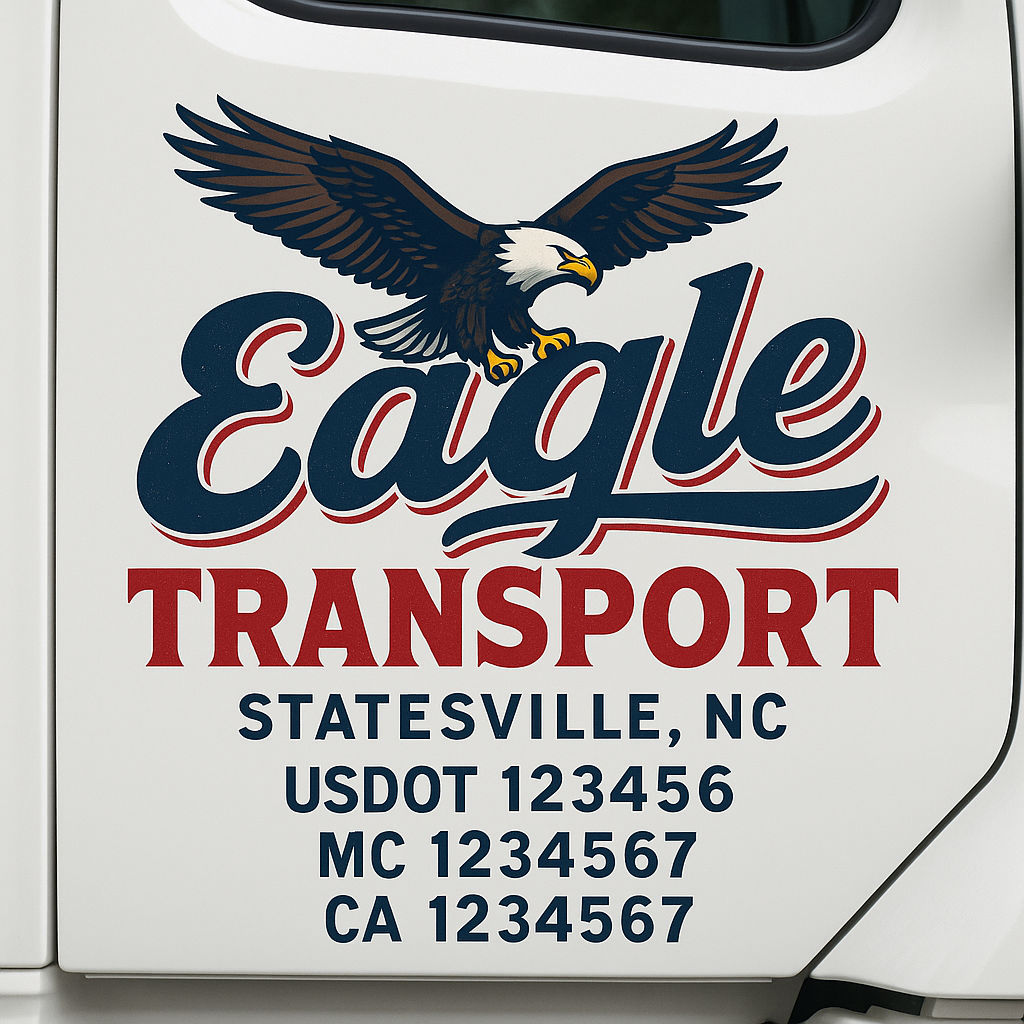Custom Truck Door Decal Sticker Signs | Trucking or Business Name with City, USDOT, MC, CA Lettering Truck Signs