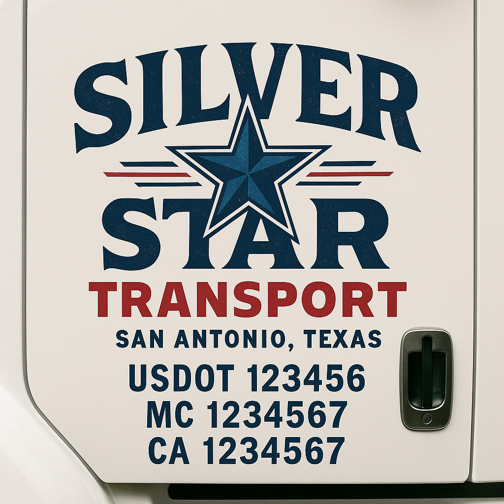 Custom Truck Door Decal Sticker Signs | Trucking or Business Name with City, USDOT, MC, CA Lettering Truck Signs