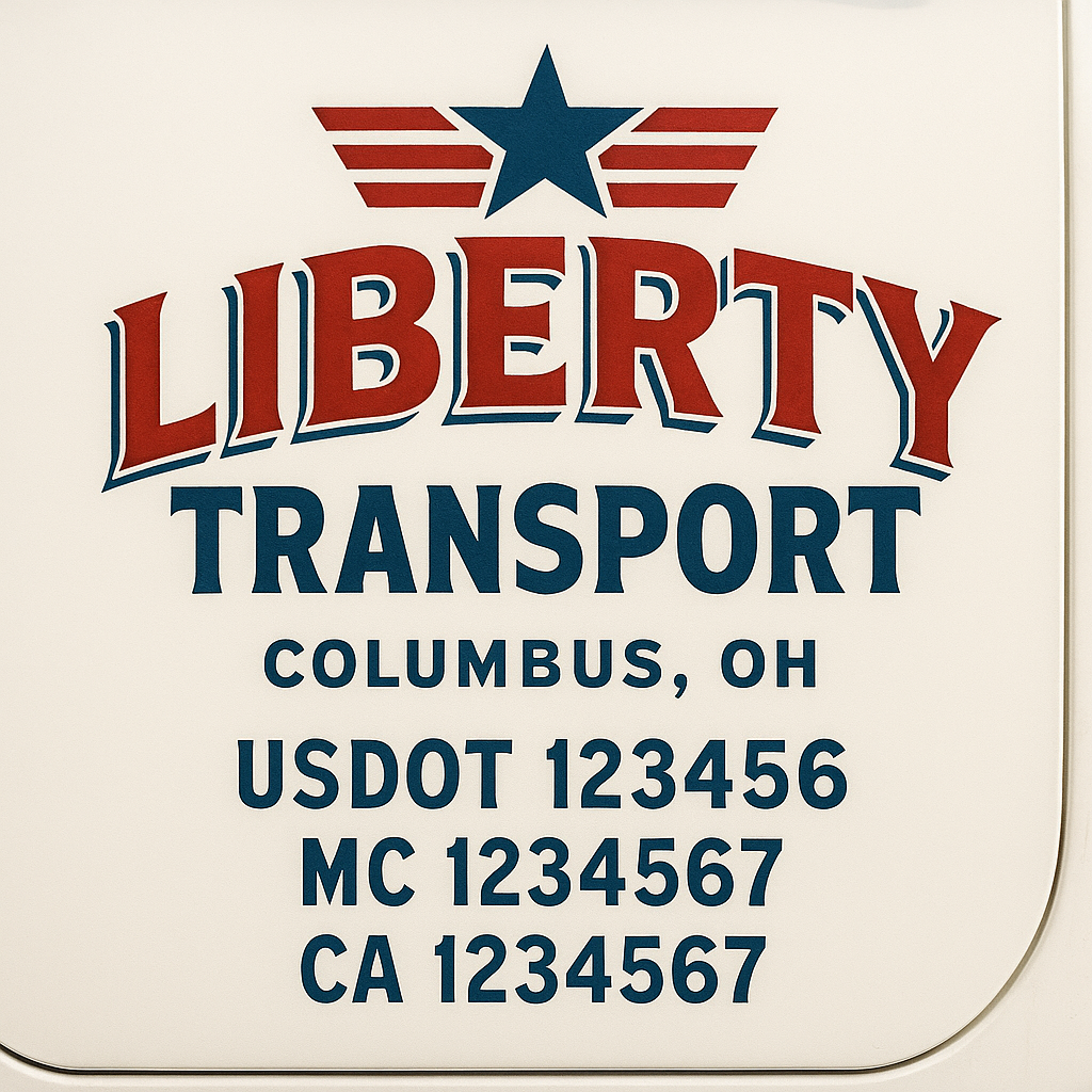 Custom Truck Door Decal Sticker Signs | Trucking or Business Name with City, USDOT, MC, CA Lettering Truck Signs