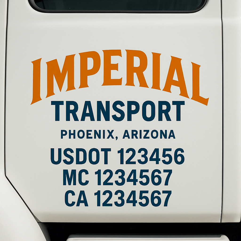 Custom Truck Door Decal Sticker Signs | Trucking or Business Name with City, USDOT, MC, CA Lettering Truck Signs