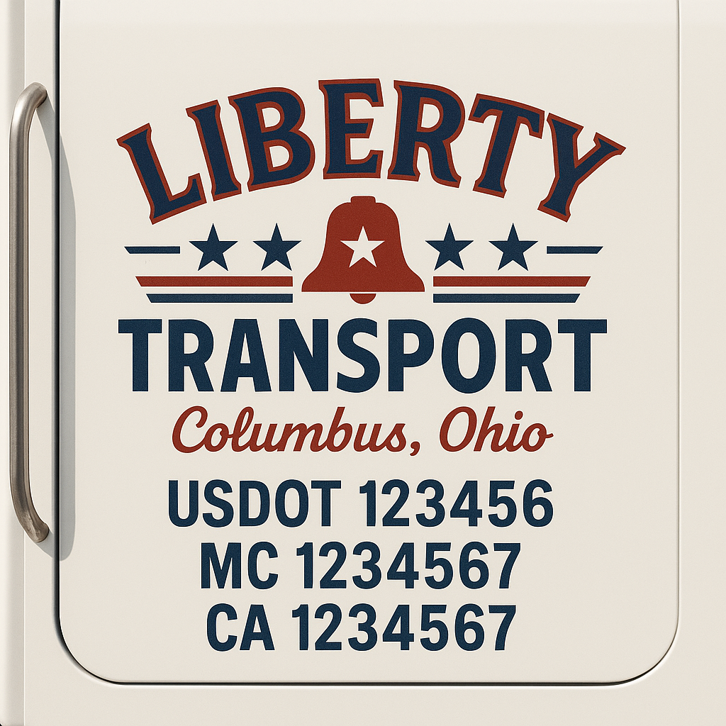 Custom Truck Door Decal Sticker Signs | Trucking or Business Name with City, USDOT, MC, CA Lettering Truck Signs
