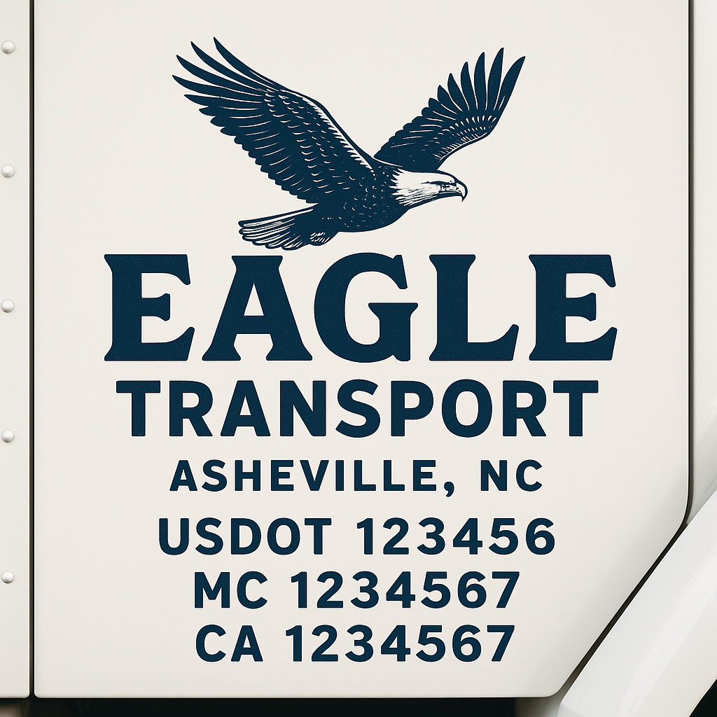 Custom Truck Door Decal Sticker Signs | Trucking or Business Name with City, USDOT, MC, CA Lettering Truck Signs