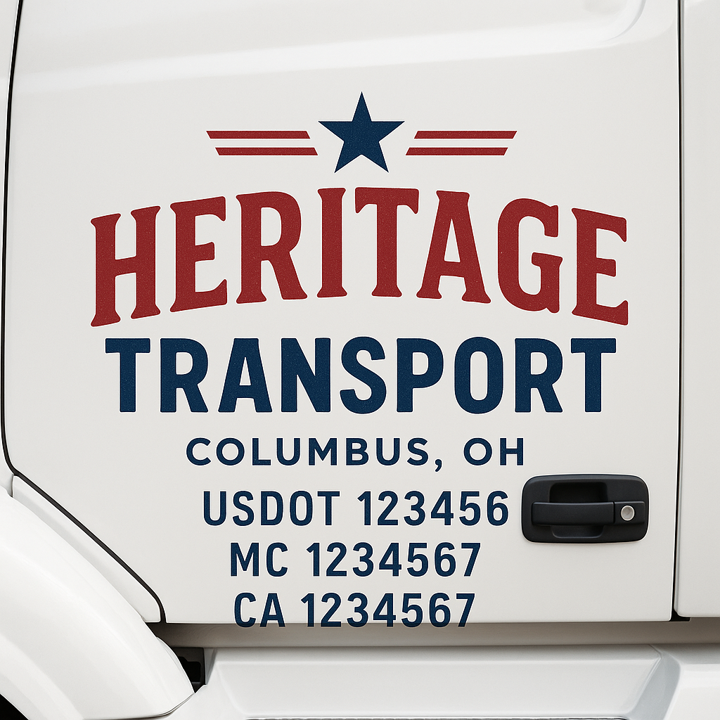 Custom Truck Door Decal Sticker Signs | Trucking or Business Name with City, USDOT, MC, CA Lettering Truck Signs