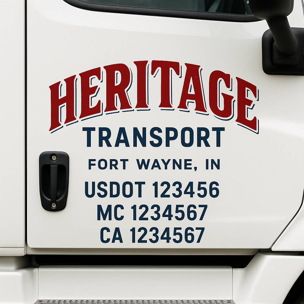 Custom Truck Door Decal Sticker Signs | Trucking or Business Name with City, USDOT, MC, CA Lettering Truck Signs