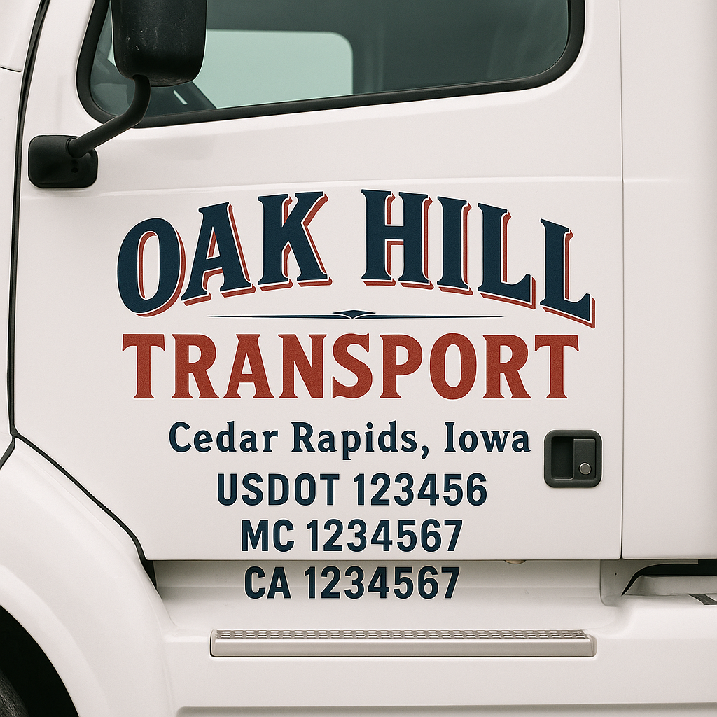 Custom Truck Door Decal Sticker Signs | Trucking or Business Name with City, USDOT, MC, CA Lettering Truck Signs