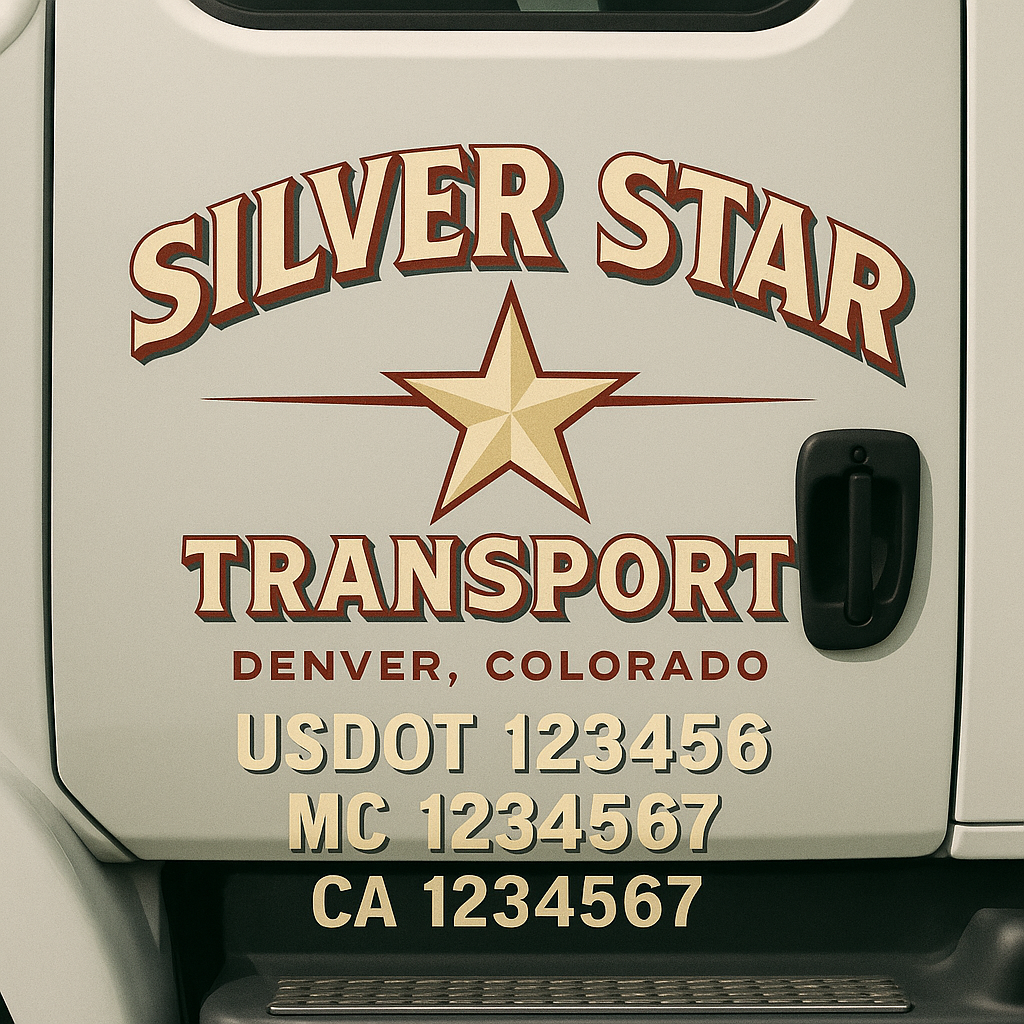 Custom Truck Door Decal Sticker Signs | Trucking or Business Name with City, USDOT, MC, CA Lettering Truck Signs