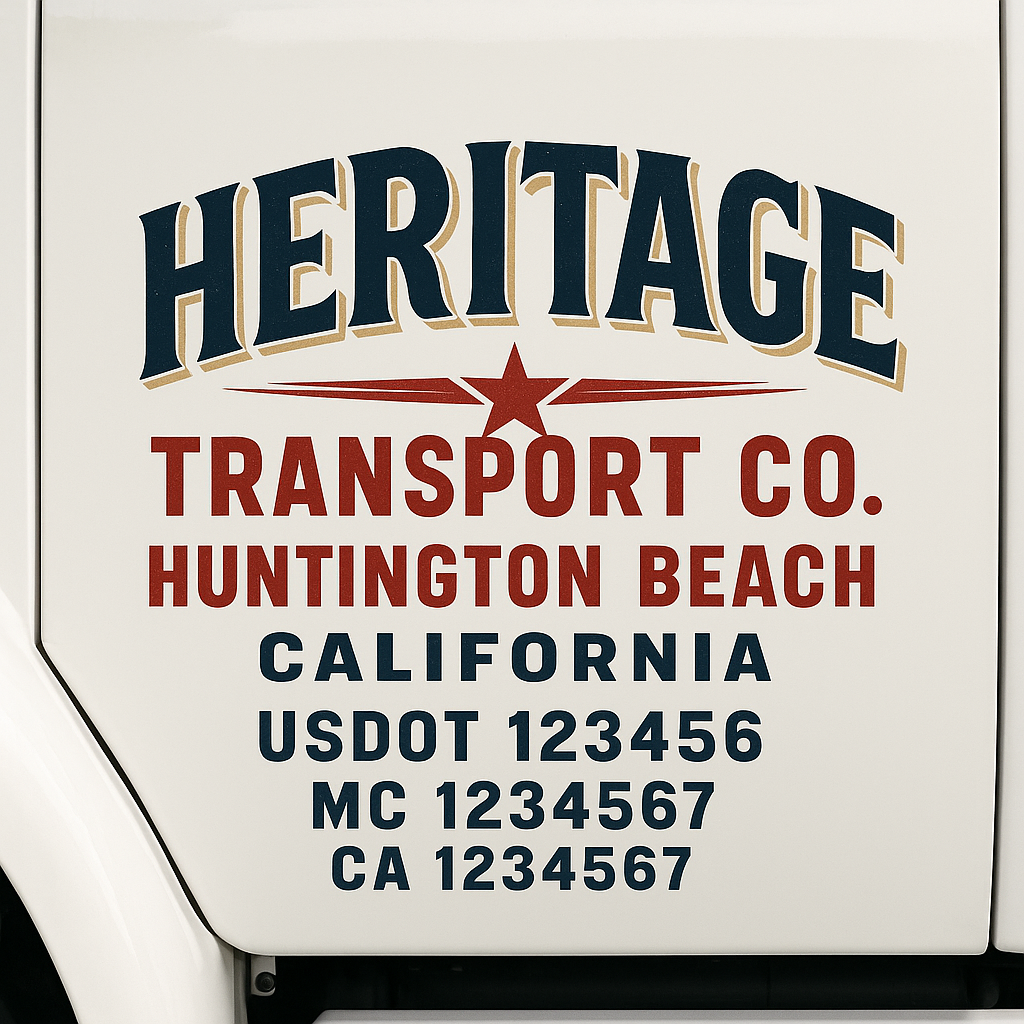 Custom Truck Door Decal Sticker Signs | Trucking or Business Name with City, USDOT, MC, CA Lettering Truck Signs