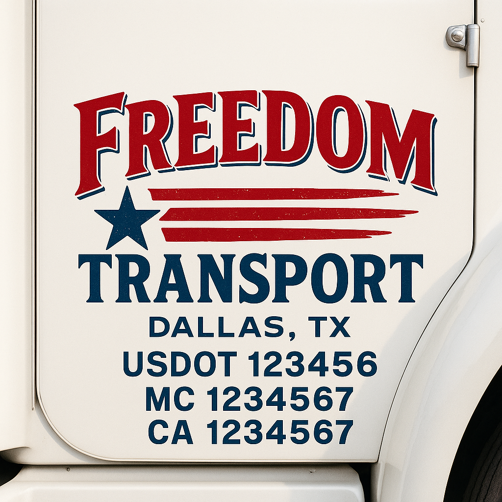 Custom Truck Door Decal Sticker Signs | Trucking or Business Name with City, USDOT, MC, CA Lettering Truck Signs