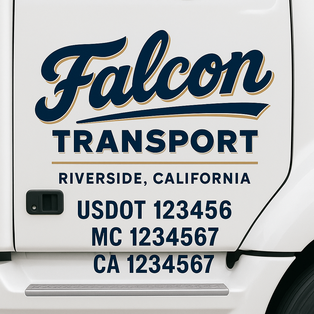 Custom Truck Door Decal Sticker Signs | Trucking or Business Name with City, USDOT, MC, CA Lettering Truck Signs
