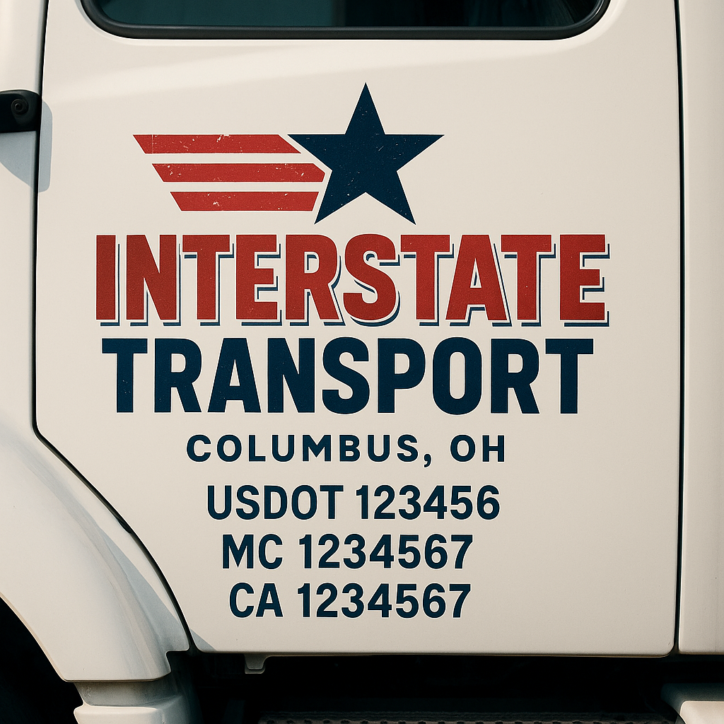 Custom Truck Door Decal Sticker Signs | Trucking or Business Name with City, USDOT, MC, CA Lettering Truck Signs