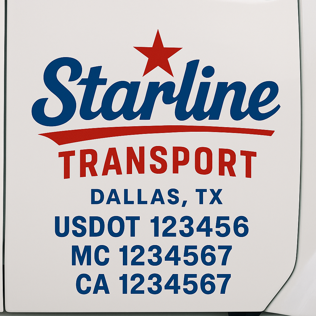 Custom Truck Door Decal Sticker Signs | Trucking or Business Name with City, USDOT, MC, CA Lettering Truck Signs