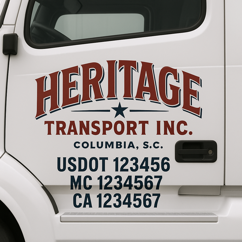 Custom Truck Door Decal Sticker Signs | Trucking or Business Name with City, USDOT, MC, CA Lettering Truck Signs