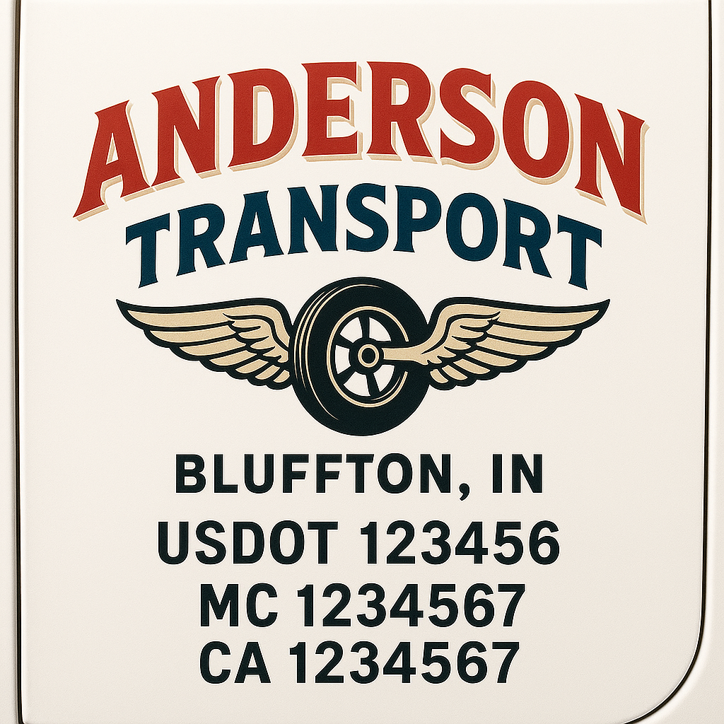 Custom Truck Door Decal Sticker Signs | Trucking or Business Name with City, USDOT, MC, CA Lettering Truck Signs