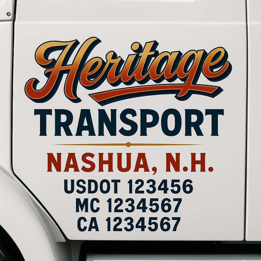 Custom Truck Door Decal Sticker Signs | Trucking or Business Name with City, USDOT, MC, CA Lettering Truck Signs