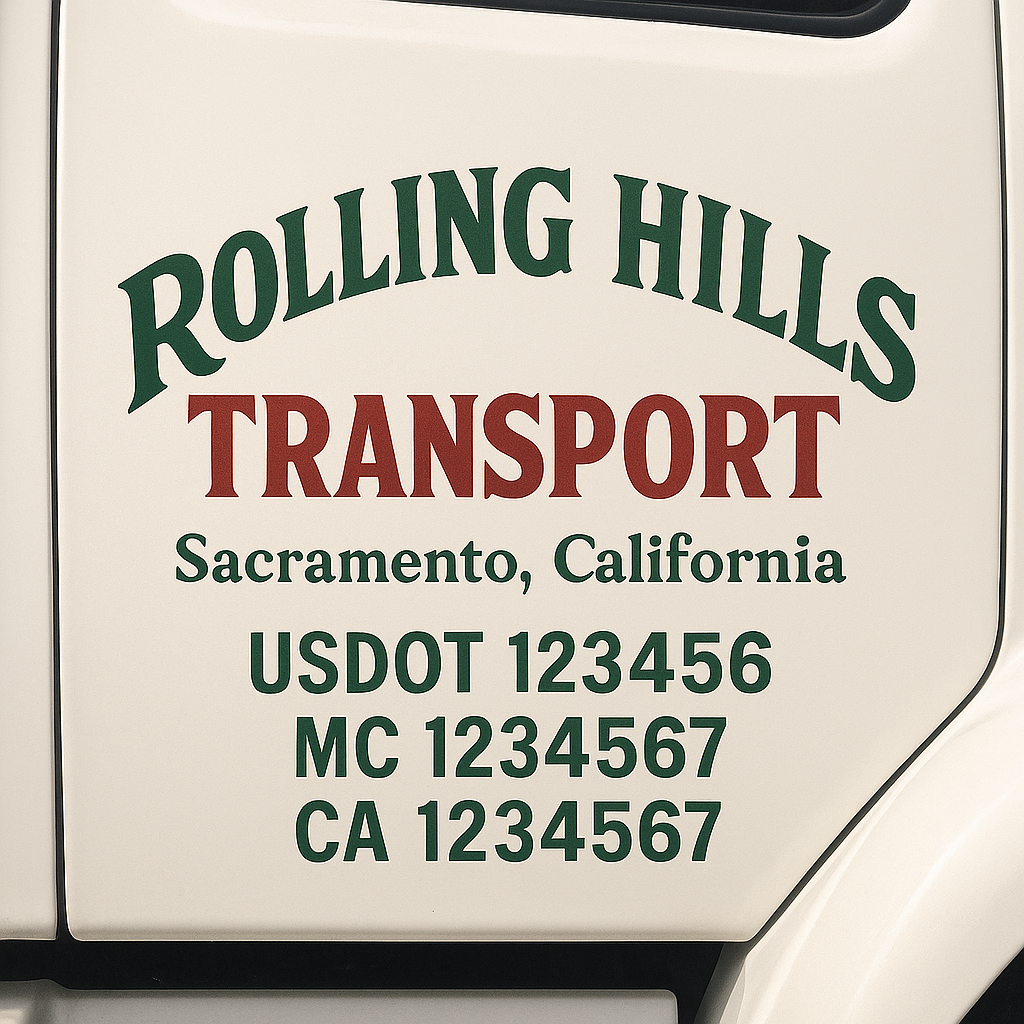 Custom Truck Door Decal Sticker Signs | Trucking or Business Name with City, USDOT, MC, CA Lettering Truck Signs