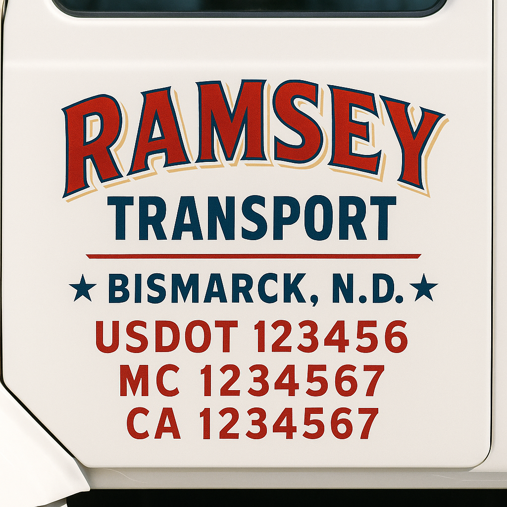 Custom Truck Door Decal Sticker Signs | Trucking or Business Name with City, USDOT, MC, CA Lettering Truck Signs