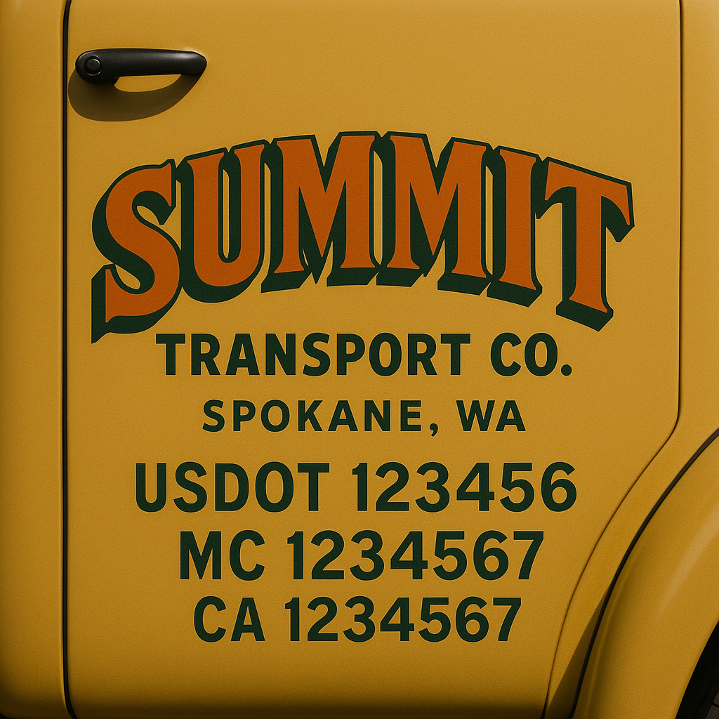 Custom Truck Door Decal Sticker Signs | Trucking or Business Name with City, USDOT, MC, CA Lettering Truck Signs