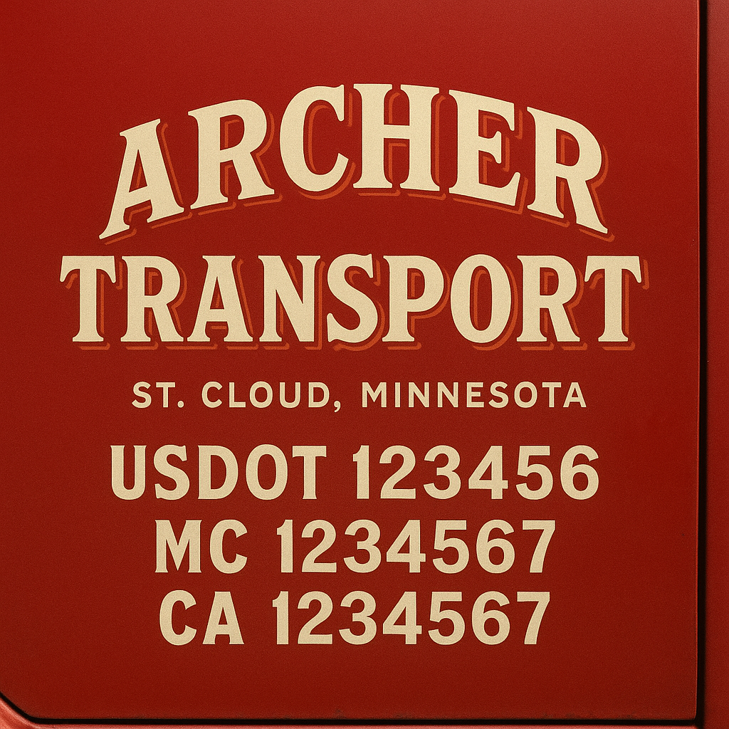 Custom Truck Door Decal Sticker Signs | Trucking or Business Name with City, USDOT, MC, CA Lettering Truck Signs